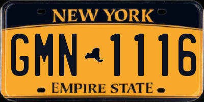 NY license plate GMN1116