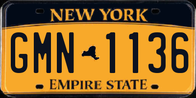 NY license plate GMN1136