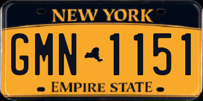 NY license plate GMN1151