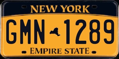 NY license plate GMN1289