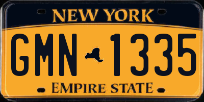 NY license plate GMN1335