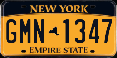 NY license plate GMN1347