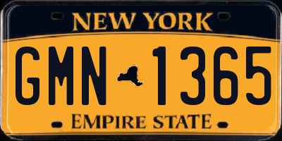 NY license plate GMN1365
