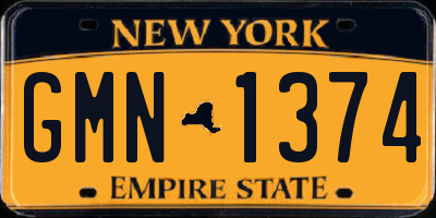 NY license plate GMN1374