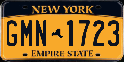 NY license plate GMN1723