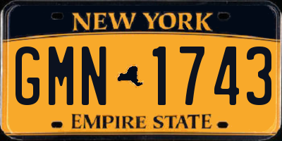 NY license plate GMN1743