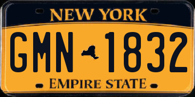 NY license plate GMN1832