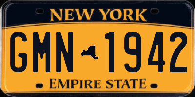 NY license plate GMN1942