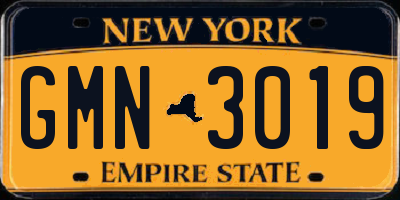 NY license plate GMN3019