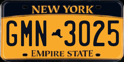 NY license plate GMN3025