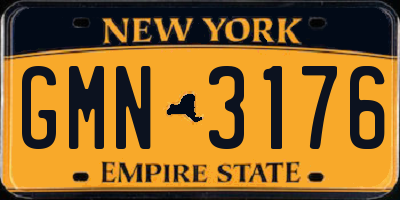 NY license plate GMN3176