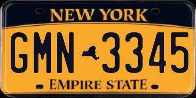 NY license plate GMN3345