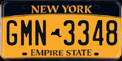 NY license plate GMN3348