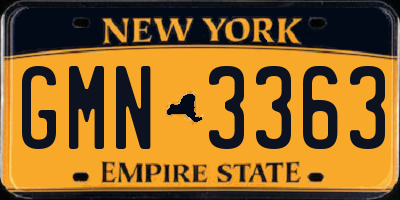 NY license plate GMN3363