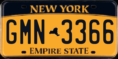 NY license plate GMN3366