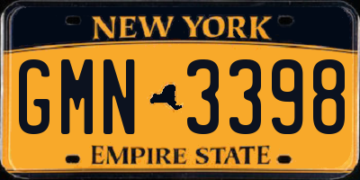 NY license plate GMN3398