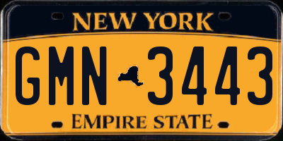 NY license plate GMN3443