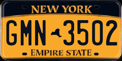NY license plate GMN3502