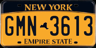 NY license plate GMN3613