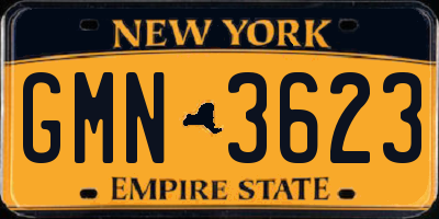NY license plate GMN3623