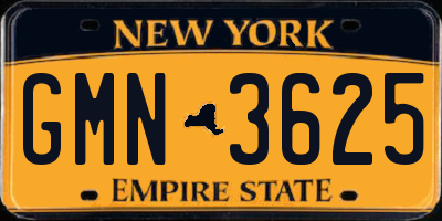 NY license plate GMN3625