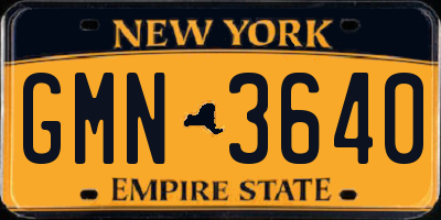 NY license plate GMN3640