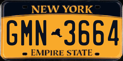 NY license plate GMN3664