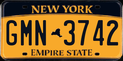 NY license plate GMN3742