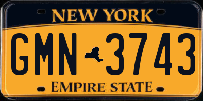 NY license plate GMN3743