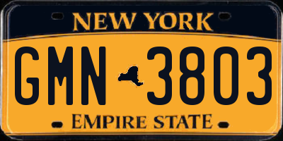 NY license plate GMN3803