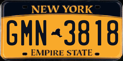 NY license plate GMN3818