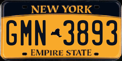 NY license plate GMN3893
