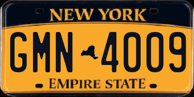 NY license plate GMN4009