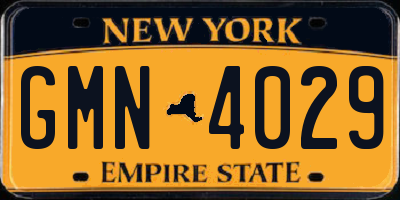 NY license plate GMN4029