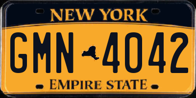 NY license plate GMN4042