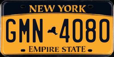 NY license plate GMN4080