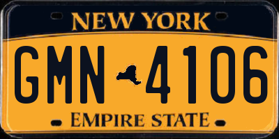 NY license plate GMN4106