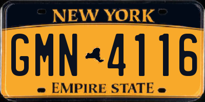 NY license plate GMN4116