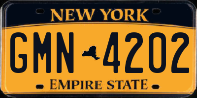 NY license plate GMN4202