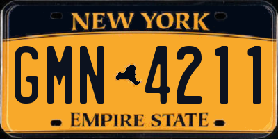 NY license plate GMN4211