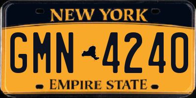 NY license plate GMN4240