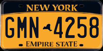 NY license plate GMN4258