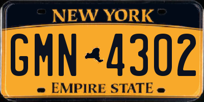 NY license plate GMN4302