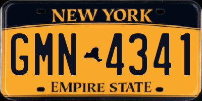 NY license plate GMN4341