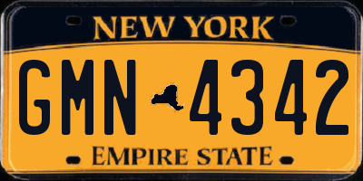 NY license plate GMN4342