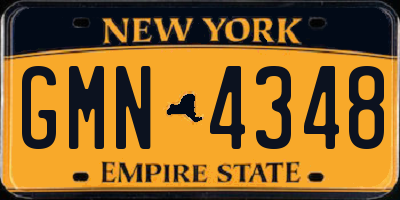 NY license plate GMN4348