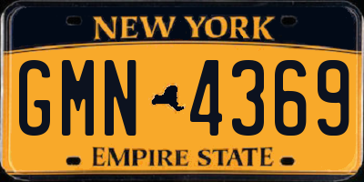 NY license plate GMN4369