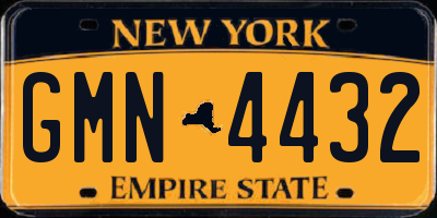 NY license plate GMN4432