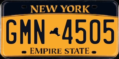 NY license plate GMN4505