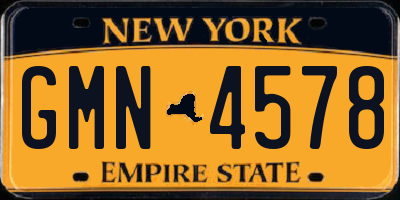 NY license plate GMN4578